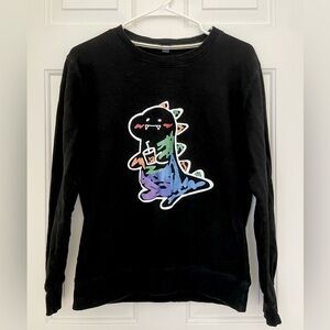 Men’s - Small - Black Graphic Dino Crewneck Sweatshirt